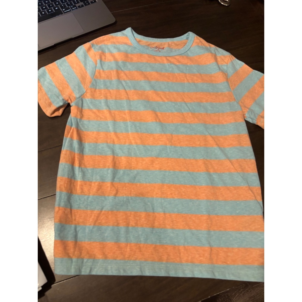 Cat & Jack Boys Striped Short Sleeve T-Shirt Blue Orange Size L 10/12